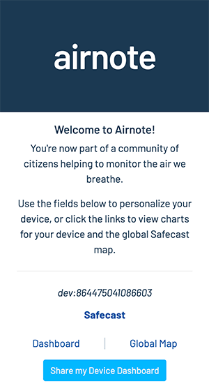 image of the Airnote landing page