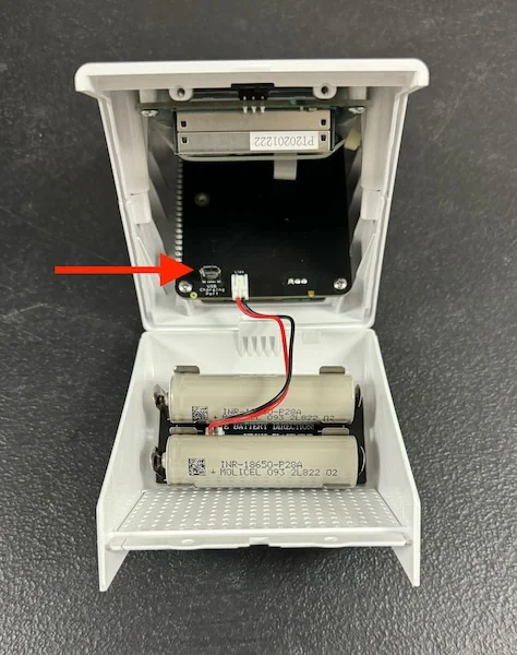 Airnote device showing the charging port