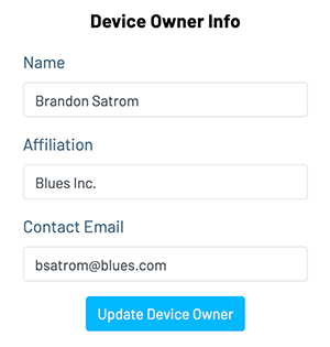 Image of the owner settings section of the Airnote landing page